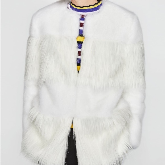 NWT Zara Cream White Combined Faux Fur Teddy Coat - Picture 3 of 8